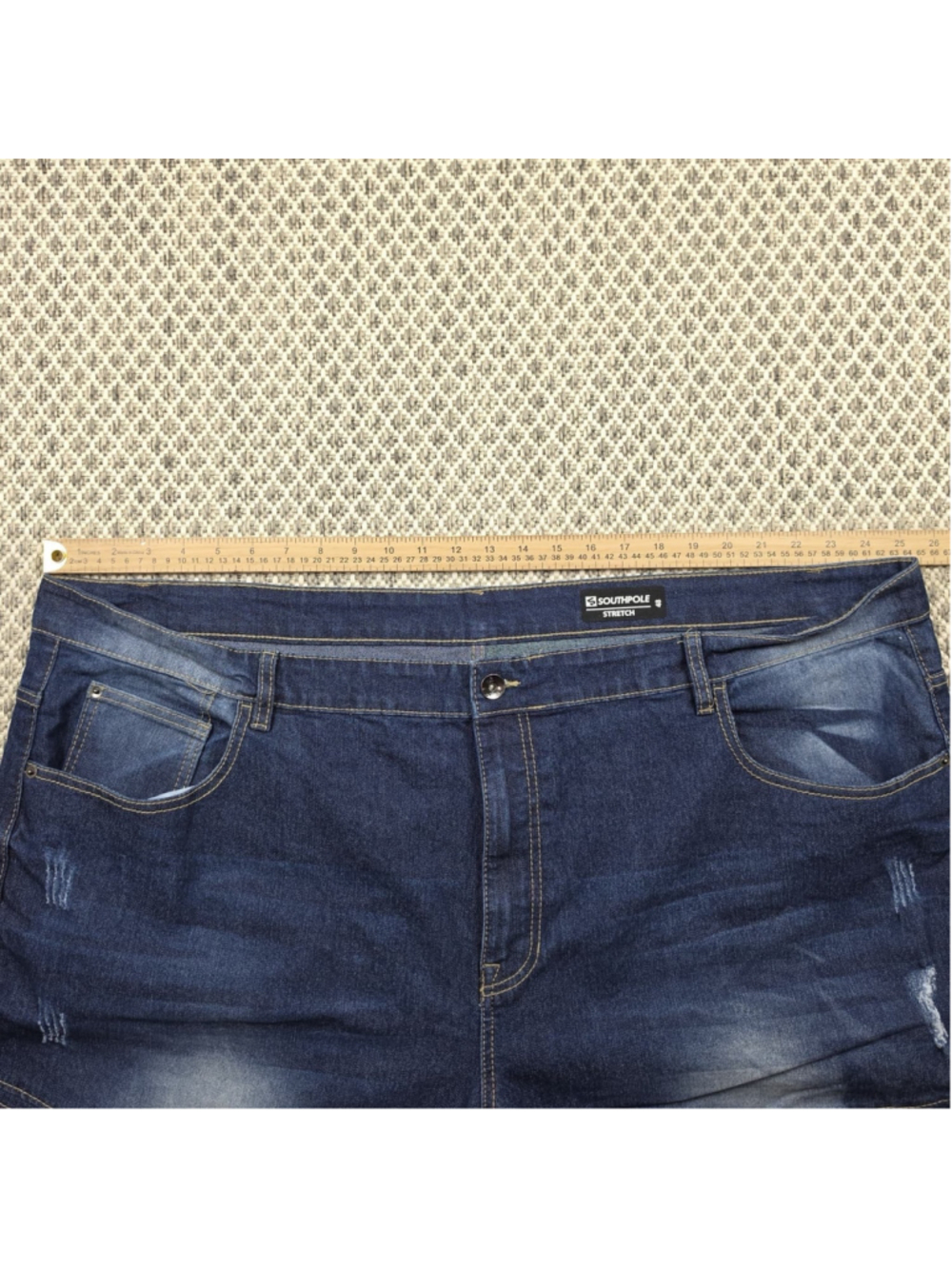 Southpole Stretch Biker Moto Jeans Mens Size 48 Blue Distressed Denim Pants - Picture 7 of 11